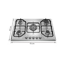 Cooktop 5 Bocas a Gás com Tripla Chama e Acendimento Superautomático Inox Bivolt